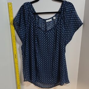 New York & Company Navy Geometric Blouse